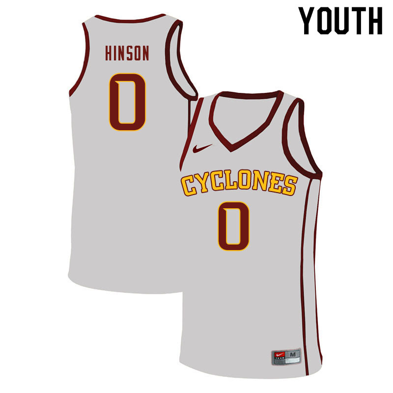 Youth #0 Blake Hinson Iowa State Cyclones College Basketball Jerseys Sale-White